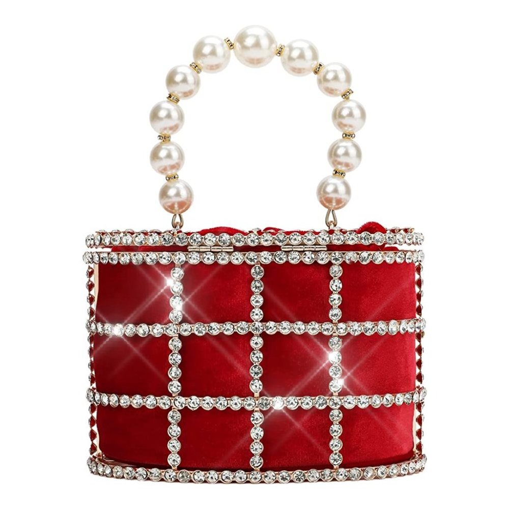 NEW Sparkling Bling Swarovski Crystal Pearl Clutch Purse Bag: Beige + FR… - Picture 6 of 17